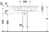 Duravit Möbelwaschtisch P3 Comforts 850x500mm weiß mit Überlauf, ohne Hahnloch, Ablagefläche links