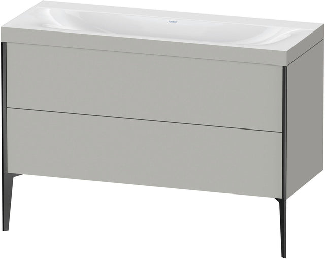 Duravit XViu c-bonded Waschtischunterbauset 1200 mm, 2 Auszüge, schwarz matt / betongrau matt