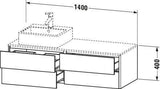 Duravit XSquare Waschtischunterbau 1400 mm in Steingrau Matt mit Becken links