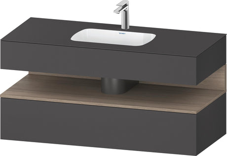 DURAVIT Qatego Einbauwaschtisch mit Konsolenwaschtischunterbau 1200 mm Eiche Terra & Weiß Hochglanz