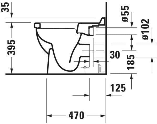 DURAVIT Stand-WC Starck 3 560 mm Tiefspüler, Abgang waagerecht, weiß