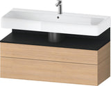 Duravit Qatego Waschtischunterbau 1190 mm – Weiß Matt mit Eiche Schwarz Nische, 1 Auszug, LED