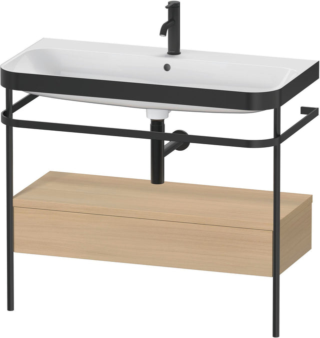 Duravit Happy D.2 c-bonded Waschtischset mit Metallkonsole, Mediterrane Eiche, 975 mm