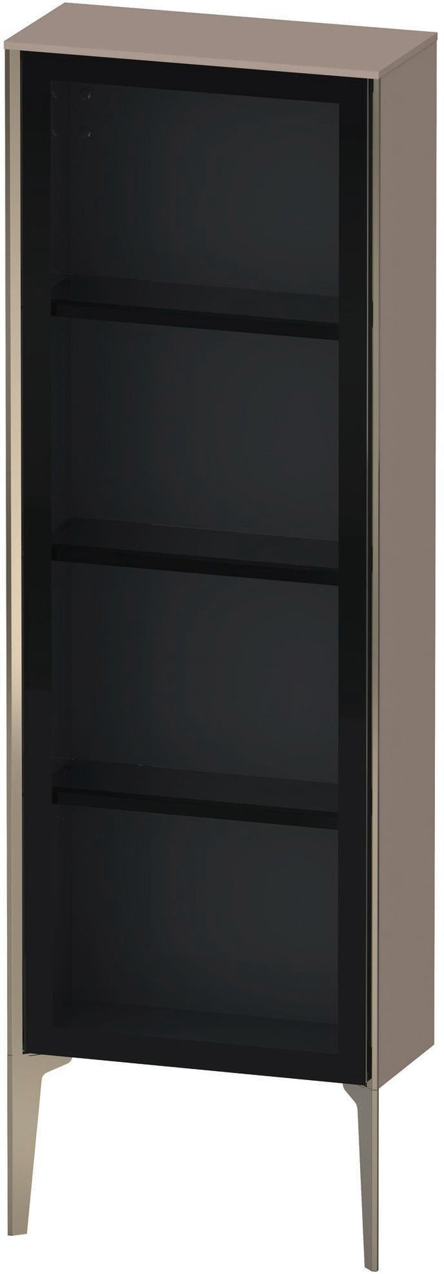 Duravit XViu Halbhochschrank 1330 mm, Glastür, links, mit Tip-on und Soft-Close, basalt matt