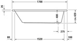 DURAVIT D-Code Einbau-Badewanne 1700x750 mm Weiß mit Überlauf und 1 Rückenschräge