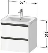 DURAVIT Ketho.2 Waschtischunterbau wandhängend 584 mm betongrau matt mit 2 Schubkästen