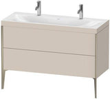 Duravit XViu Möbelwaschtischset 1200 mm Nussbaum Mitte mit Hahnlochbank und Raumsparsiphon