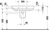 DURAVIT Waschtisch Happy D.2 Plus 800 mm weiß mit Überlauf und Hahnlochbank