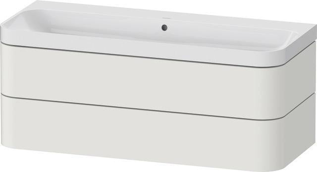 DURAVIT Waschtischset HAPPY D.2 PLUS 1175x490mm, ein Hahnloch, taupe supermatt – Wandhängend, 2 Schubkästen