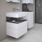 DURAVIT Qatego Waschtischunterbau 590 mm wandhängend, 1 Auszug, weiß Hochglanz, Nische Eiche Schwarz