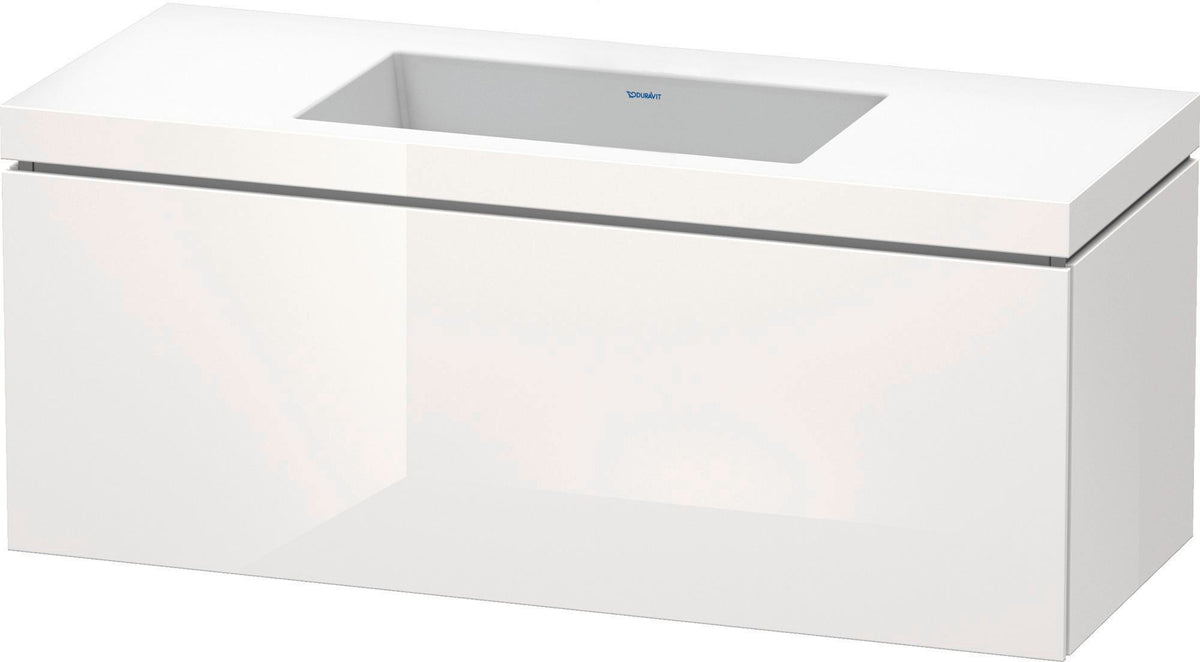 DURAVIT L-Cube c-bonded Waschtischset 1200 mm mit Vero Air, 1 Auszug, Weiß Hochglanz