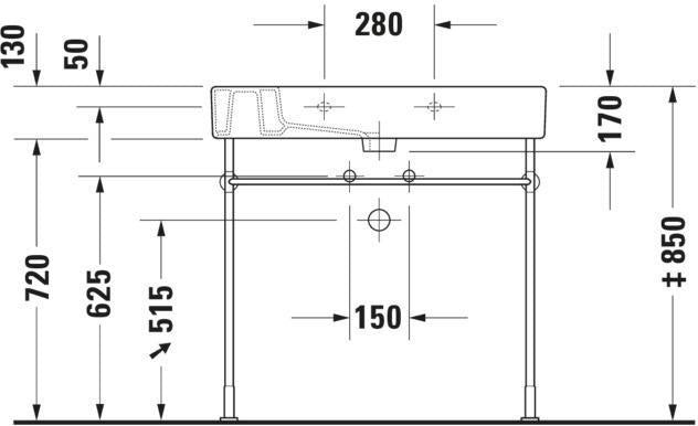 DURAVIT Vero Möbelwaschtisch 850 mm weiß WonderGliss mit Überlauf und Hahnlochbank