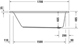 DURAVIT D-Neo Badewanne 1500x750 mm Einbauversion Weiß mit Überlauf und 1 Rückenschräge