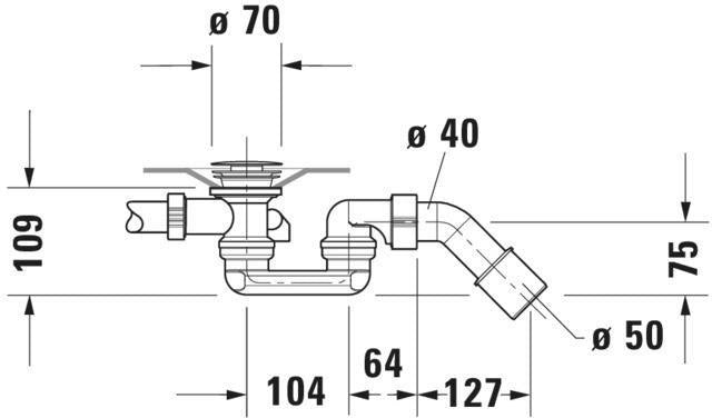 DURAVIT D-Code Ab- und Überlaufgarnitur chrom für zentralen Ablauf