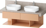 DURAVIT Balcoon Konsolenwaschtischunterbau 1200 mm Sandbeige Struktur mit 2 Schubkästen und 3 offenen Fächern