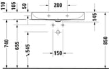 Duravit DuraSquare Möbelwaschtisch 800 mm, weiß, mit Hahnlochbank