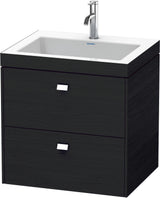 Duravit Brioso c-bonded Waschtischset 613x600x480 mm mit 2 Schubkästen, Chrom/Betongrau Matt