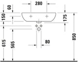 Duravit Waschtisch D-Code 600 mm weiß, wandhängend, 1 Hahnloch, ohne Überlauf