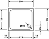 DURAVIT D-Code Duschwanne 900x750x85 mm Weiß Sanitäracryl rechteckig