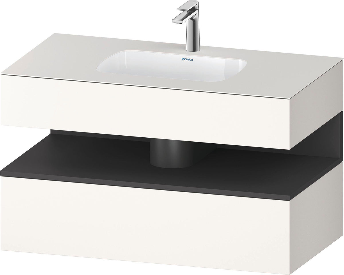DURAVIT Qatego Einbauwaschtisch mit Konsolenwaschtischunterbau 1000 mm, 1 Auszug, antibakteriell