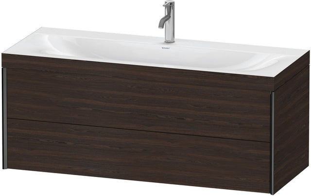 DURAVIT XViu c-bonded Waschtischunterbauset 1200 mm, 2 Schubkästen, Nussbaum gebürstet, schwarz matt
