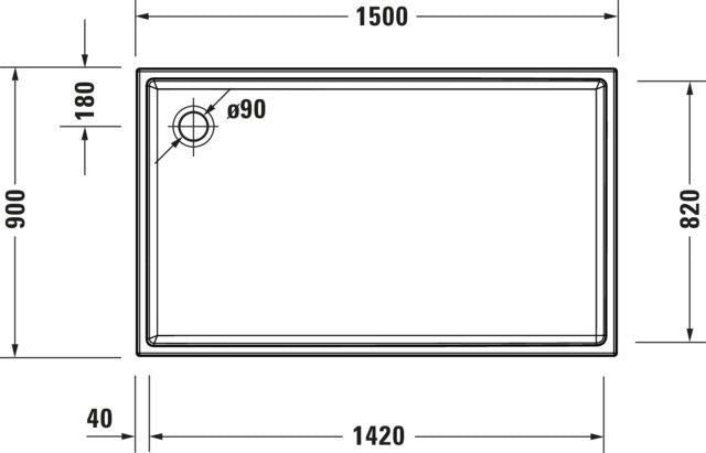 DURAVIT Starck Slimline Duschwanne 1400x750 mm Weiß Sanitäracryl mit Antislip