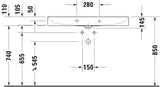 DURAVIT DuraSquare Waschtisch 1000 mm mit WonderGliss, 1 Hahnloch mittig, weiß
