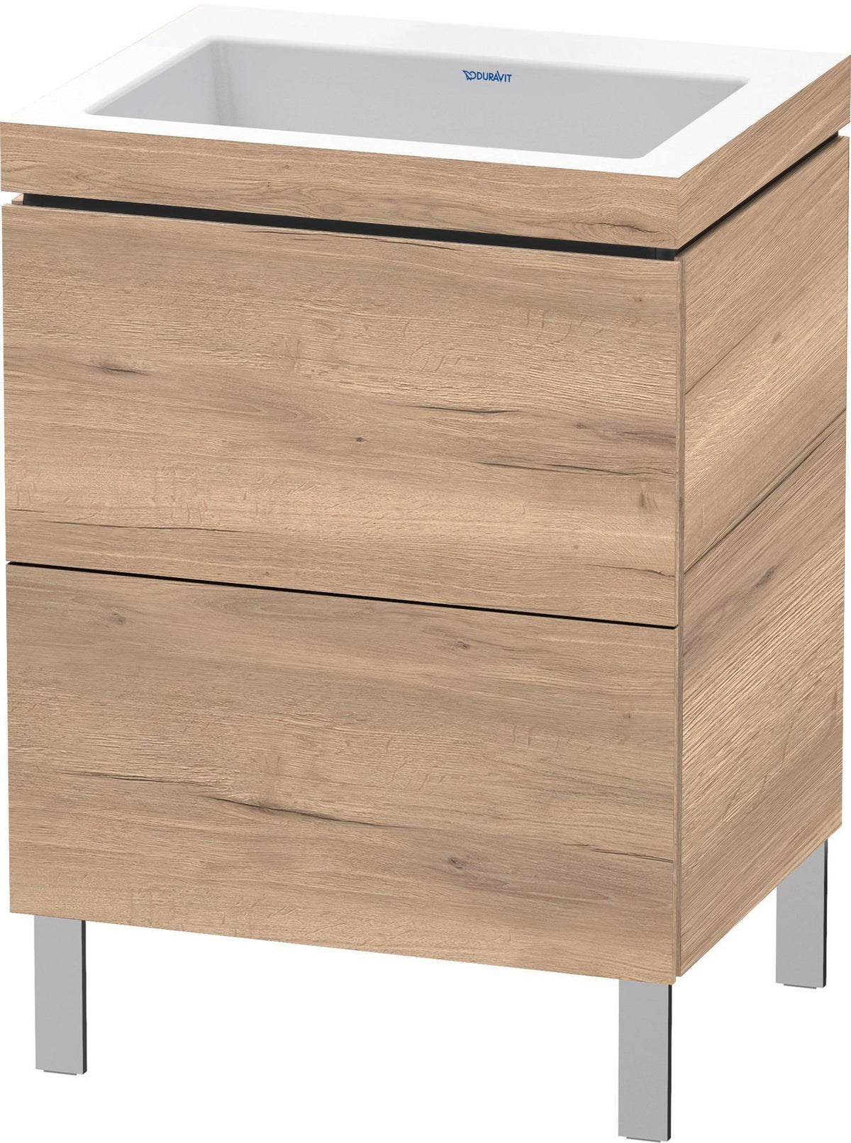 DURAVIT L-Cube c-bonded Waschtischset Eiche 600 mm mit 2 Auszügen & Tip-on