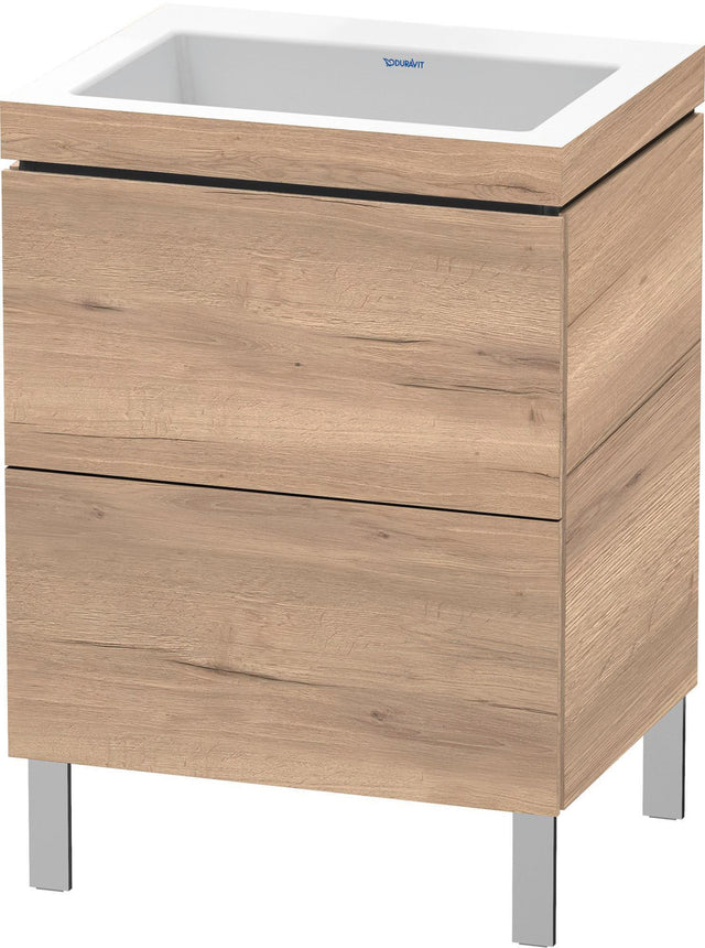 DURAVIT L-Cube c-bonded Waschtischset Eiche 600 mm mit 2 Auszügen & Tip-on