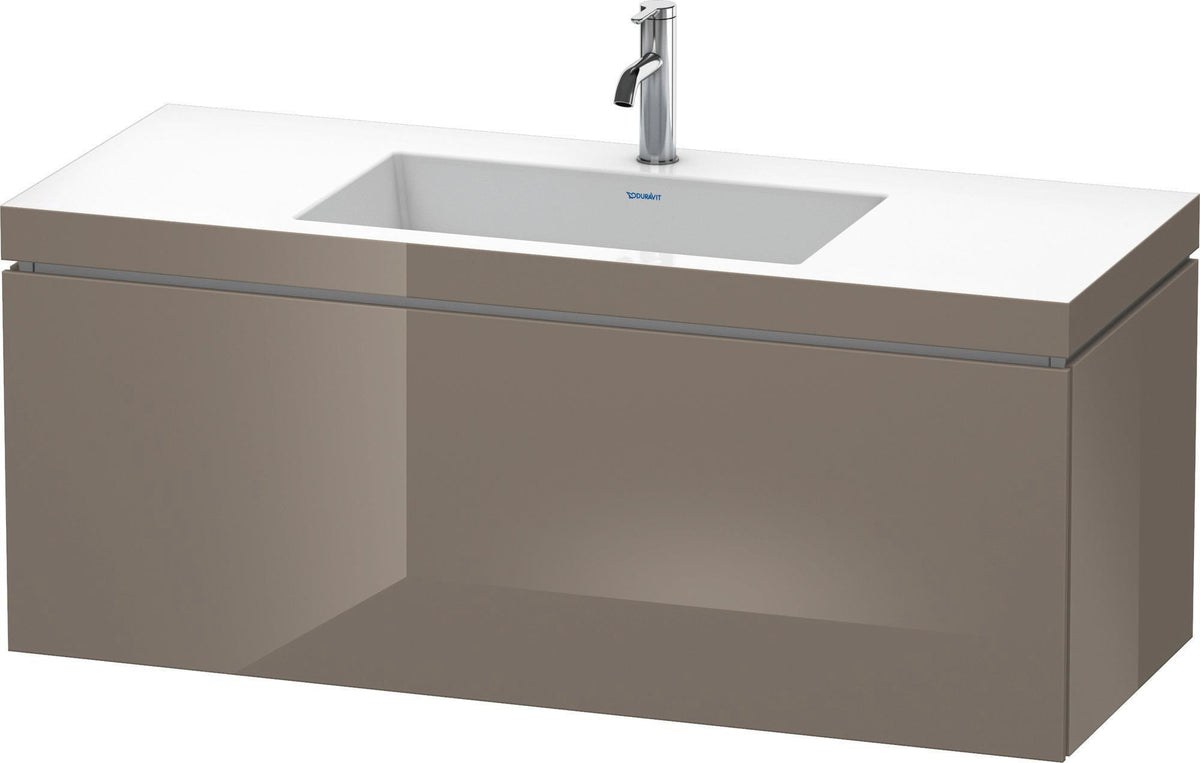 DURAVIT L-Cube c-bonded Waschtischset 1200 mm Flannel Grey Hochglanz mit Vero Air Waschtisch