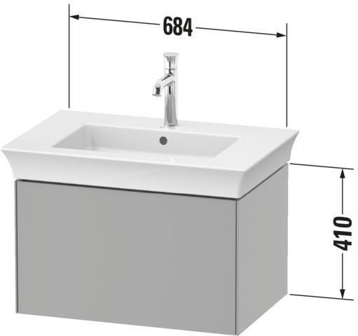 DURAVIT White Tulip Waschtischunterbau 684 mm – 1 Auszug, Tip-On, LED-Innenbeleuchtung, graphit seidenmatt