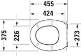DURAVIT WC-Sitz Universal Weiß Hochglanz mit Absenkautomatik und abnehmbarer Sitzgarnitur 375x455x42 mm