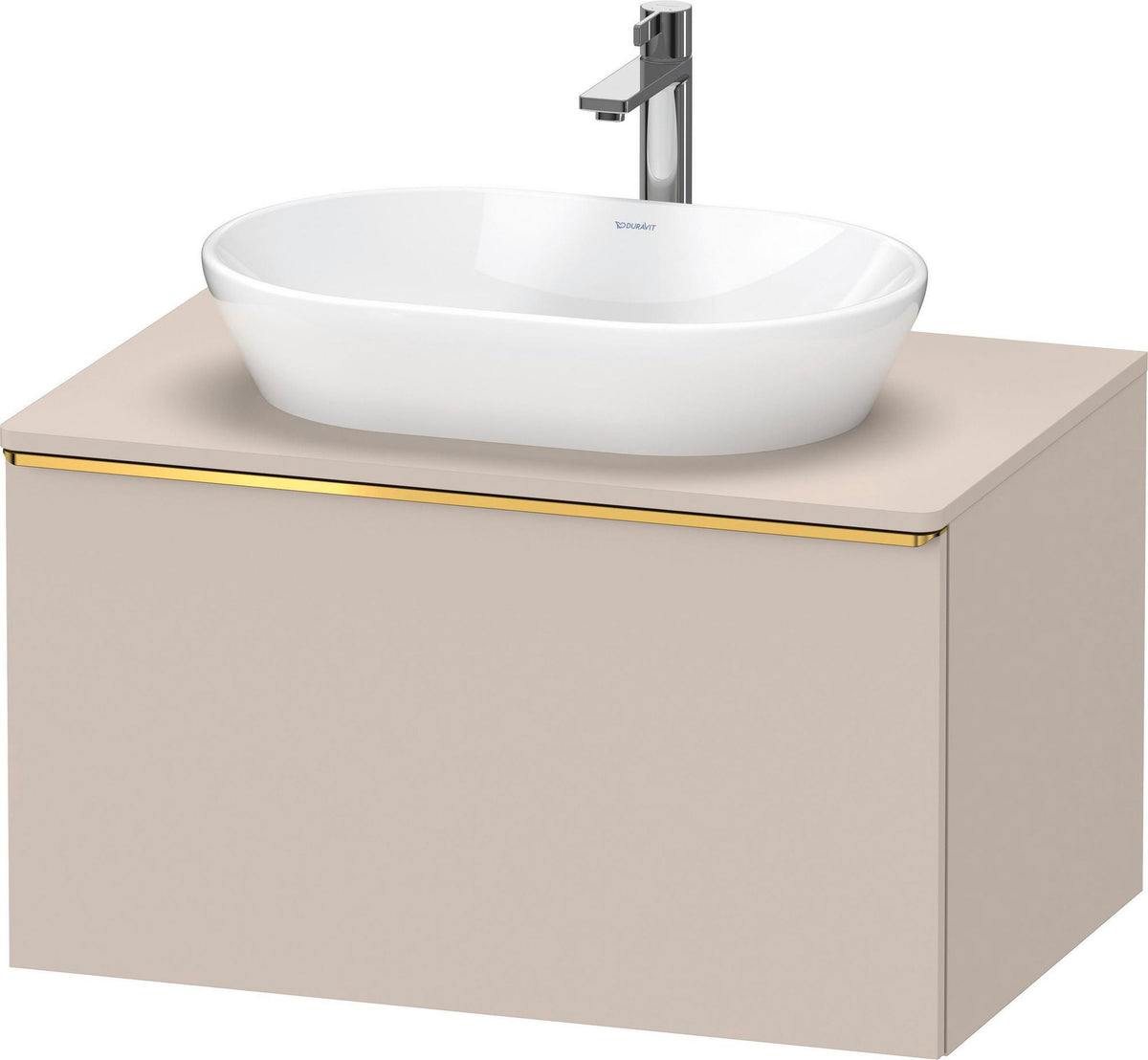 DURAVIT D-Neo Konsolenwaschtischunterbau 800 mm betongrau matt mit Bronze-Griff und Soft-Close-Auszug