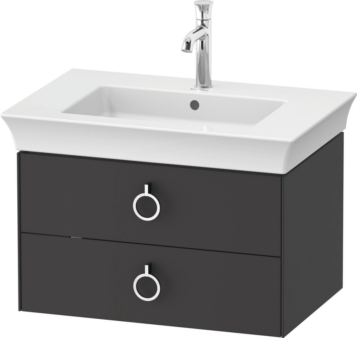 Duravit White Tulip Waschtischunterbau wandhängend 684 mm mit 2 Schubkästen und Griff, weiß seidenmatt