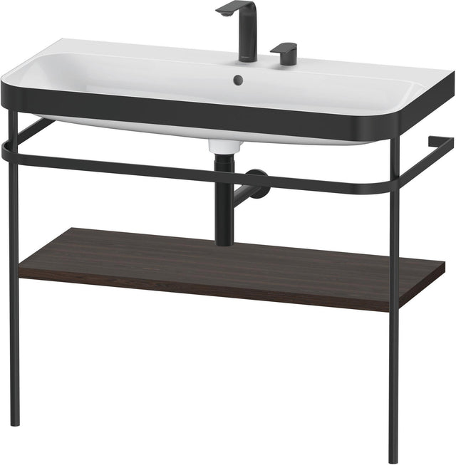 Duravit Happy D.2 c-bonded Waschtischset 975 mm Nussbaum gebürstet mit Metallkonsole