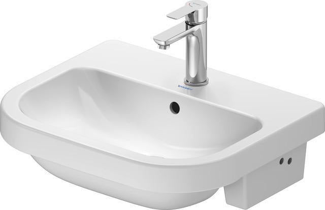 DURAVIT D-Code Halbeinbauwaschtisch 550 mm, 1 Hahnloch, mit Überlauf, weiß