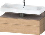 Duravit Qatego Waschtischunterbau 1190 mm – Weiß Matt mit Eiche Schwarz Nische, 1 Auszug, LED