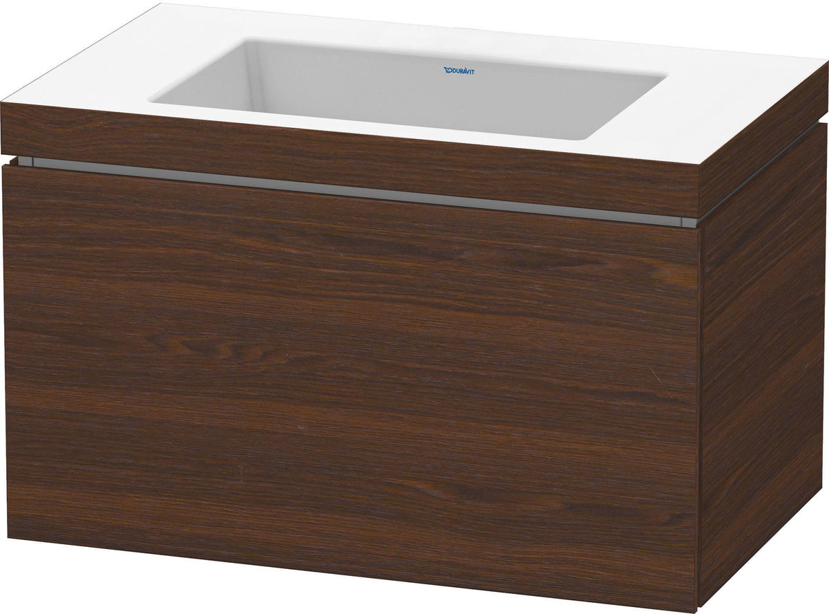 Duravit L-Cube c-bonded Waschtischset 800 mm Nussbaum gebürstet mit Vero Air Becken und Auszug