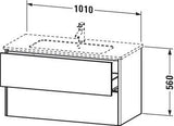 Duravit XSQUARE Waschtischunterbau 1010 mm s-matt mit 2 Schubkästen und Ahorn Innenausstattung