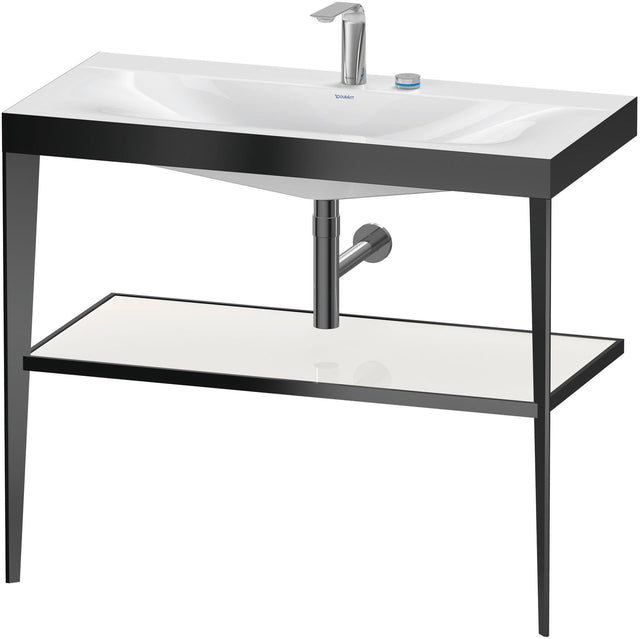 Duravit XViu c-bonded Waschtischset 1000 mm mit Metallkonsole, weiß hochglanz / schwarz matt – inkl. Waschschüssel