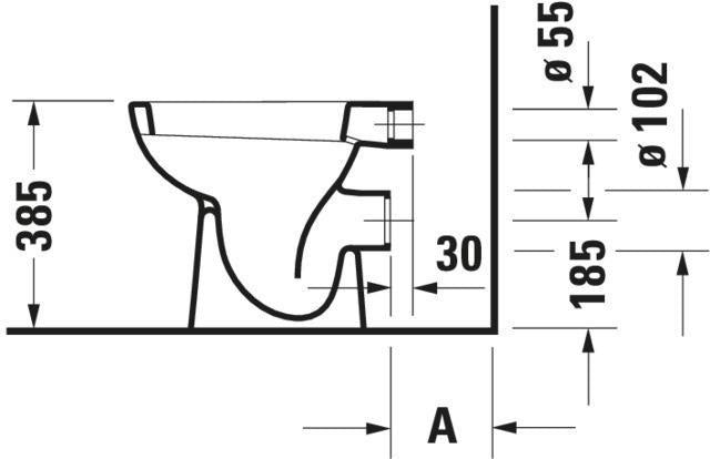 DURAVIT D-Code Stand-WC 480 mm Tiefspüler, Abgang waagerecht, weiß