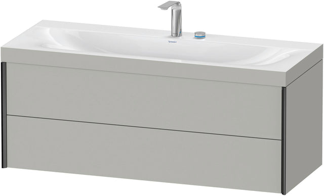DURAVIT XViu c-bonded Waschtischunterschrank 1200 mm, 2 Schubkästen, schwarz matt / betongrau matt