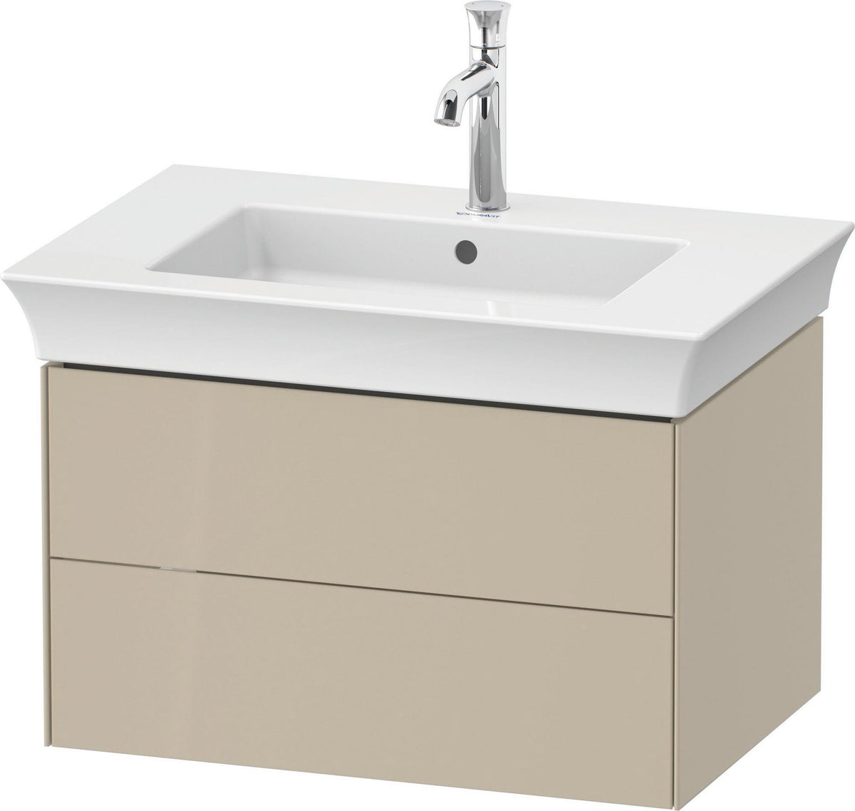 DURAVIT White Tulip Waschtischunterbau 684 mm, 2 Schubkästen, Nussbaum/Taupe HGL
