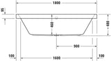 Duravit Happy D.2 Badewanne 1800x800 mm Einbauversion mit 2 Rückenschrägen Weiß
