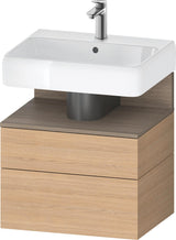 DURAVIT Qatego Waschtischunterbau 590 mm Eiche Terra Matt mit Tip-On-Technik und LED-Nischenbeleuchtung