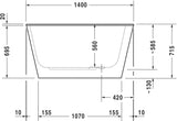 DURAVIT DuraStyle Rechteck-Badewanne 1400x800mm weiß Acryl Einbauwanne