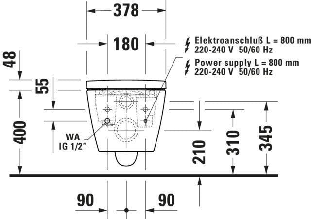 DURAVIT SensoWash Starck f Kompakt-Dusch-WC mit Sitzheizung, Warmluftfön und HygieneGlaze