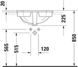 DURAVIT Einbauwaschtisch Serie 1930 580 mm mit WonderGliss, 1 Hahnloch, Überlauf, weiß