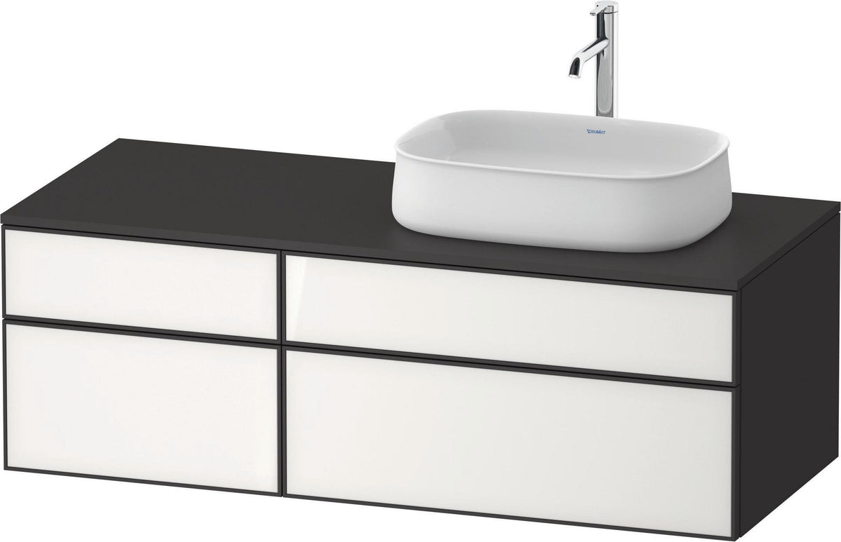 DURAVIT Zencha Konsolenwaschtischunterbau 1300 mm Eiche Anthrazit mit 2 Auszügen und Tip-on-Technik