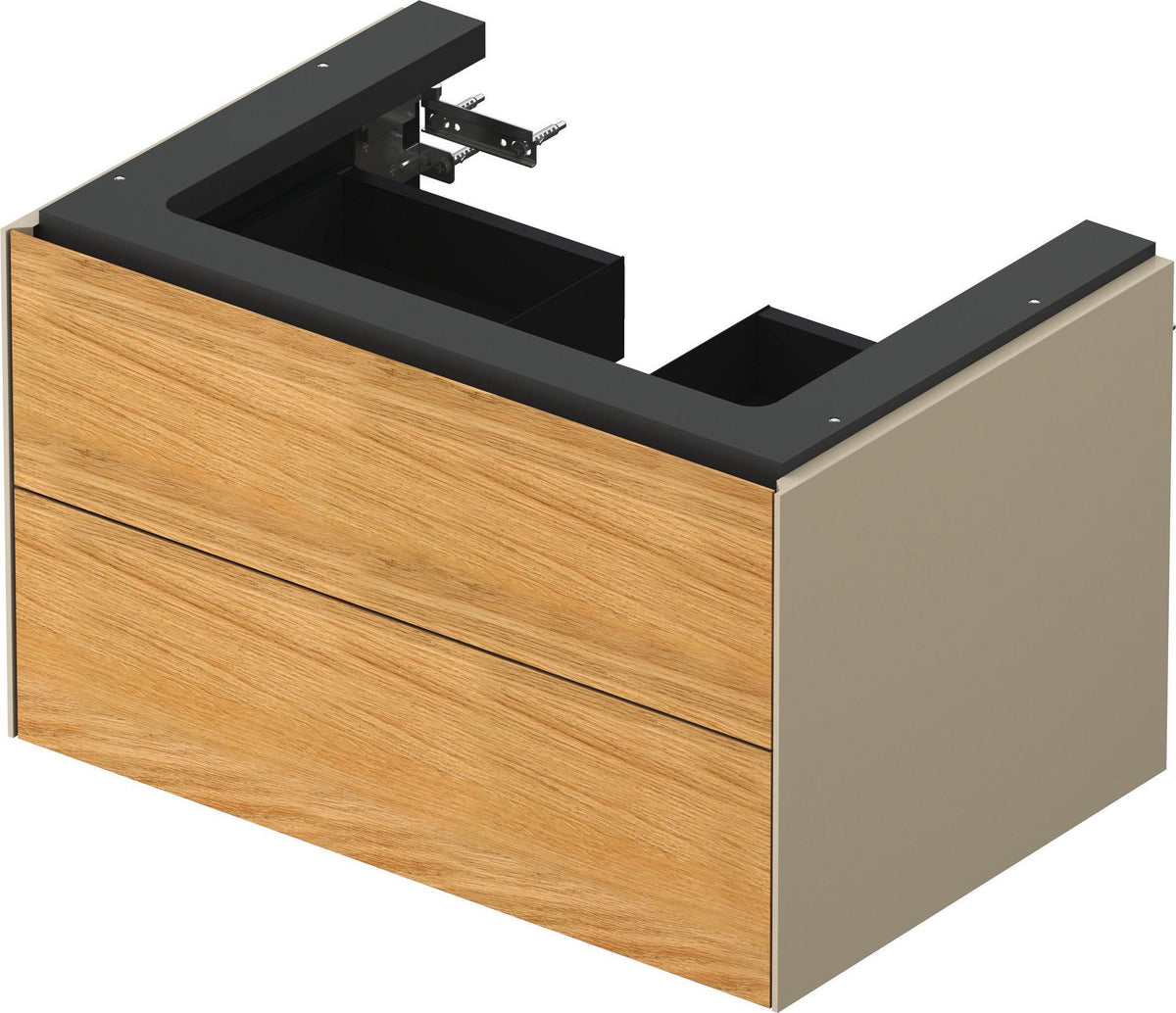DURAVIT White Tulip Waschtischunterbau 684 mm, 2 Schubkästen, Nussbaum/Taupe HGL